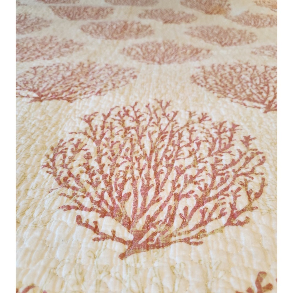 Laura Ashley King Size Quilt Reversible Coral Coast 88 X 100 King  +  2 Shams - Picture 4 of 9